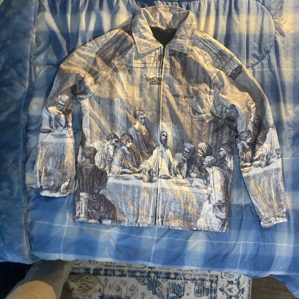 & Other Stories Blue and White Graphic Shirt Jacket